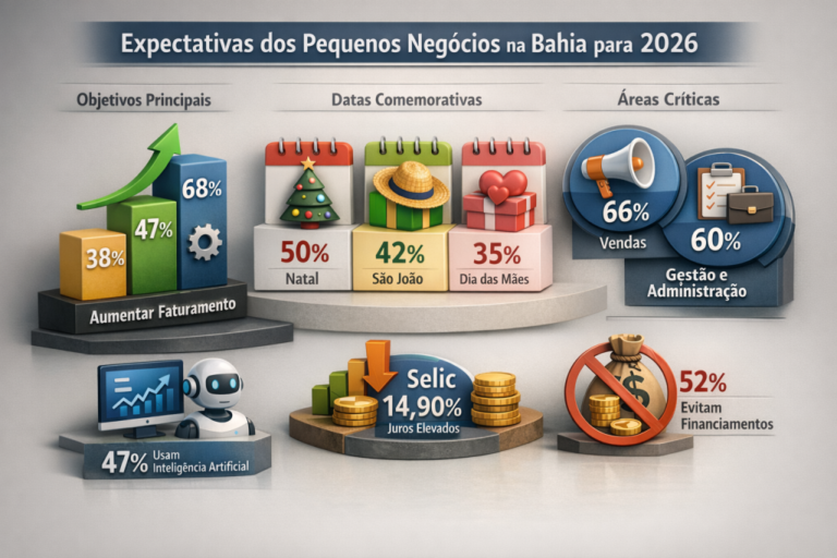 68% dos Pequenos Negócios na Bahia Focam em Aumentar Faturamento em 2026 68% dos Pequenos Negócios na Bahia Focam em Aumentar Faturamento em 2026