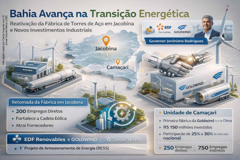 Bahia Avança na Transição Energética com Reativação de Fábrica de Torres Eólicas e Novos Investiment