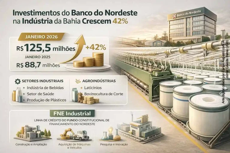 Crescimento de 42% nos Investimentos do Banco do Nordeste na Indústria da Bahia em Janeiro de 2026