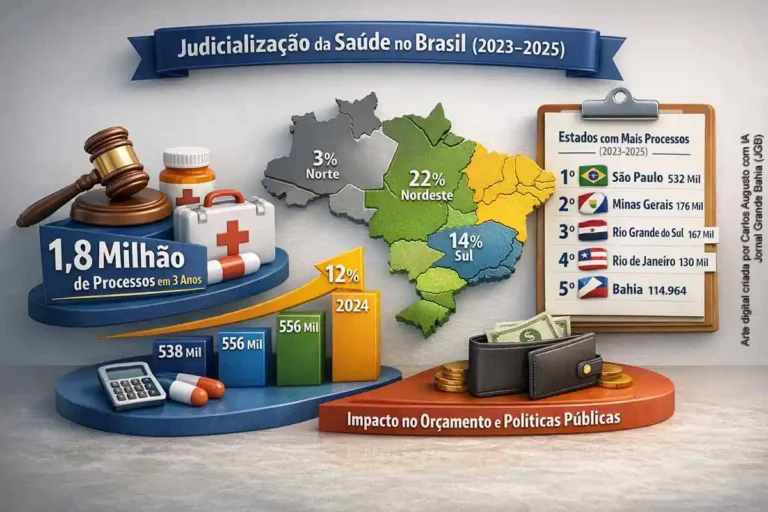 Judicialização da Saúde no Brasil Aumenta 12% em Três Anos: Bahia em 5º Lugar em Processos Judicialização da Saúde no Brasil Aumenta 12% em Três Anos: Bahia em 5º Lugar em Processos