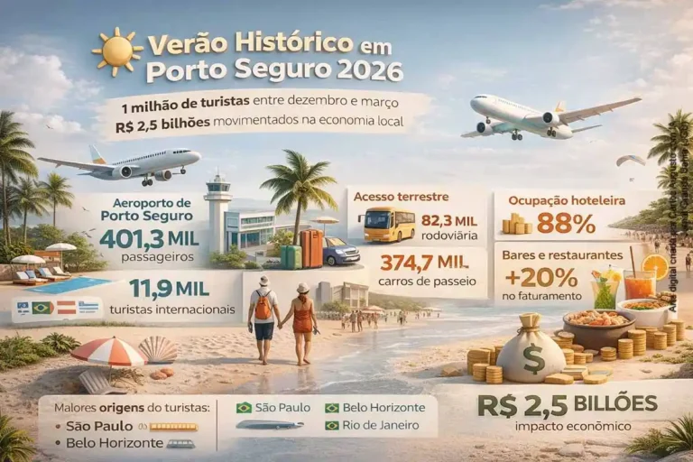 Porto Seguro: Verão Histórico com 1 Milhão de Turistas e R$ 2,5 Bilhões em Impacto Econômico