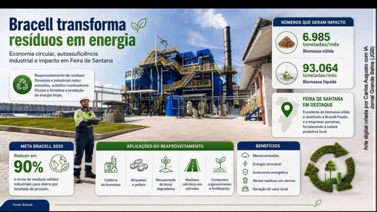 Bracell fortalece economia circular na Bahia ao transformar resíduos em energia renovável
