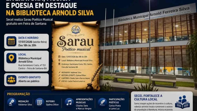 SECEL de Feira de Santana promove Sarau Poético Musical e divulga resultado do Pró-Cultura/Esporte 2